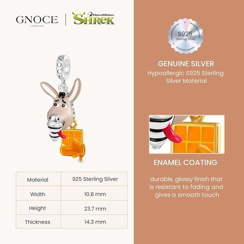 GNOCE Shrek Donkey Waffles Pendant Dangle Charm Bracelet for Women, S925 Sterling Silver Dangle Charms for Women Wife, Valentine‘s Day, Mother’s Day Jewelry in Saudi Arabia