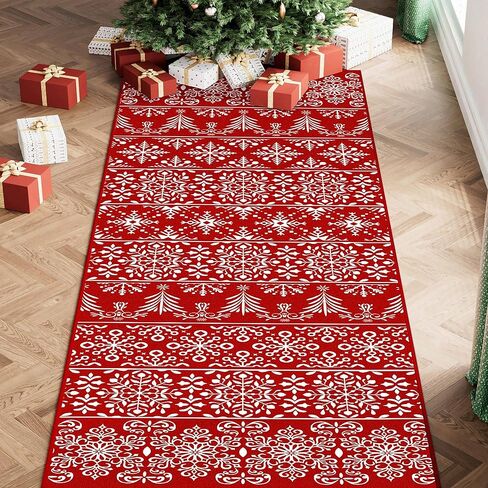 Red Runner Brug 2x8 عيد الميلاد ممر السجاد الثلج الثلجي قابلة للغسل سجاد عيد الميلاد ديكور العطلات in Kuwait