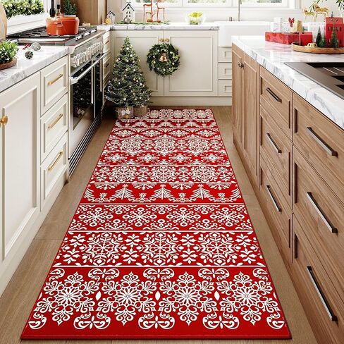 Red Runner Brug 2x8 عيد الميلاد ممر السجاد الثلج الثلجي قابلة للغسل سجاد عيد الميلاد ديكور العطلات in Kuwait