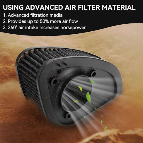 JERBOR Upgraded Motorcycle High Flow Air Filter Air Cleaner Powerful Engine Protection for 2017-2023 Harley Touring Road King Street Glide Tri Glide Ultra Electra Glide 2017-2024 HD 1717 29400212 in Saudi Arabia