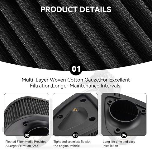 JERBOR Upgraded Motorcycle High Flow Air Filter Air Cleaner Powerful Engine Protection for 2017-2023 Harley Touring Road King Street Glide Tri Glide Ultra Electra Glide 2017-2024 HD 1717 29400212 in Saudi Arabia