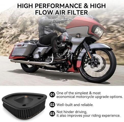 JERBOR Upgraded Motorcycle High Flow Air Filter Air Cleaner Powerful Engine Protection for 2017-2023 Harley Touring Road King Street Glide Tri Glide Ultra Electra Glide 2017-2024 HD 1717 29400212 in Saudi Arabia