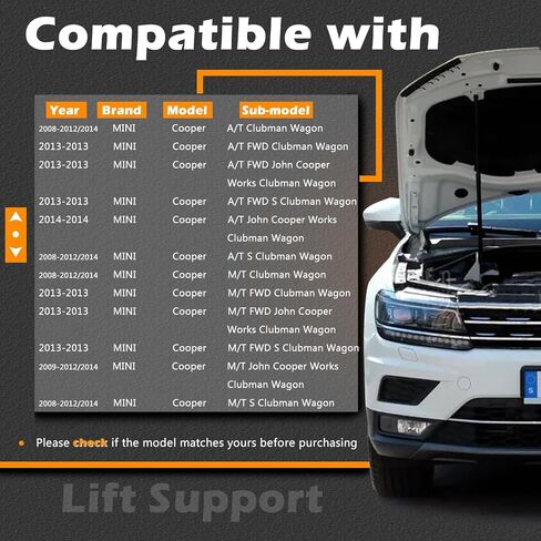 15.24 في 2PCS Liftgate Lift Lift Support Sailgate Hatch Struts Gas Spring Shocks Rod متوافق مع Mini Cooper 2008-2012/2014 Cooper يحل محل 51247167442 رمز الجسم R553 Door ، Wagon Clubman S Clubman in Saudi Arabia