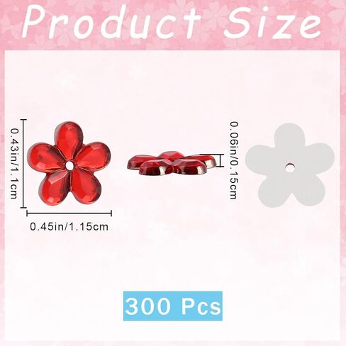 GORGECRAFT 300PCS Clear Flower Rhinestones 11mm Mini Flat Back Resin Flowers Gems Round Floral Charms Buttons Costume Embellishments for Scrapbooking Cell Phone Case Jewelry Making Hair Decoration in Saudi Arabia