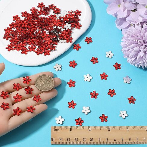 GORGECRAFT 300PCS Clear Flower Rhinestones 11mm Mini Flat Back Resin Flowers Gems Round Floral Charms Buttons Costume Embellishments for Scrapbooking Cell Phone Case Jewelry Making Hair Decoration in Saudi Arabia