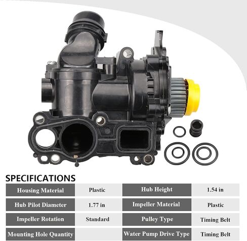 01107 Water Pump w/Back Plate Housing & Thermostat for [2.0 Turbo, 1984cc 121cu], 2009-2018 TT A3 A4 A5 A6 Q3 Q5 (Quattro/Allroad), Jetta Passat CC Eos for Tiguan (Limited) in Saudi Arabia