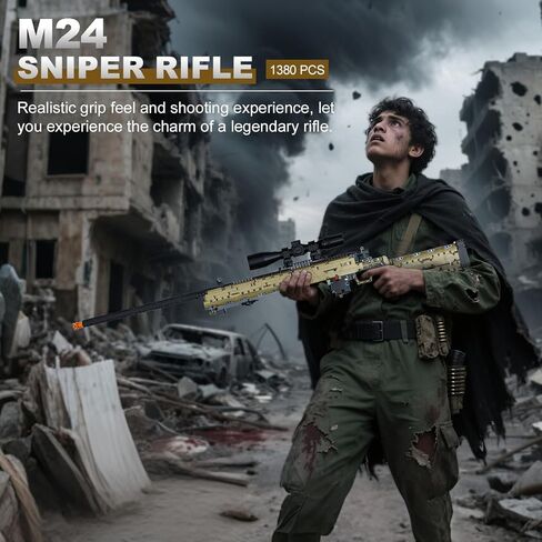 نموذج مكعبات بناء Amplelife - 1589 قطعة مجموعة نماذج بندقية هجومية لهواة جمع الهوايات العسكرية البالغين والأطفال من عمر 8 سنوات فما فوق، إطلاق كهربائي P90 لهدايا عيد الهالوين وعيد الميلاد in Kuwait