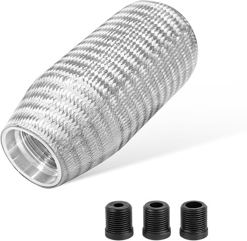 Carbon Fiber Shift Knob, Car Gear Lever Shifter Handle with 3 Threaded Adapters, Stand Head Manual Transmission Stick Replacement for Most Vehicles, Universal Car Accessories (Black) in Saudi Arabia