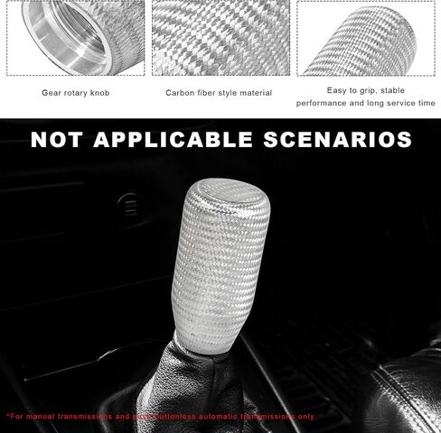 Carbon Fiber Shift Knob, Car Gear Lever Shifter Handle with 3 Threaded Adapters, Stand Head Manual Transmission Stick Replacement for Most Vehicles, Universal Car Accessories (Black) in Saudi Arabia
