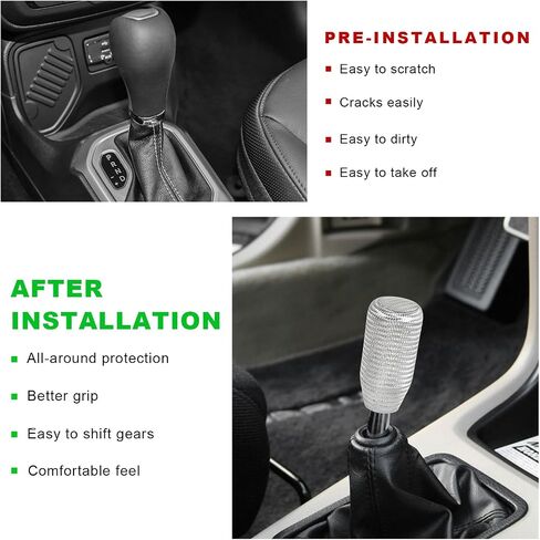 Carbon Fiber Shift Knob, Car Gear Lever Shifter Handle with 3 Threaded Adapters, Stand Head Manual Transmission Stick Replacement for Most Vehicles, Universal Car Accessories (Black) in Saudi Arabia