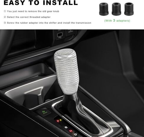 Carbon Fiber Shift Knob, Car Gear Lever Shifter Handle with 3 Threaded Adapters, Stand Head Manual Transmission Stick Replacement for Most Vehicles, Universal Car Accessories (Black) in Saudi Arabia