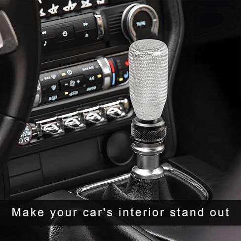Carbon Fiber Shift Knob, Car Gear Lever Shifter Handle with 3 Threaded Adapters, Stand Head Manual Transmission Stick Replacement for Most Vehicles, Universal Car Accessories (Black) in Saudi Arabia