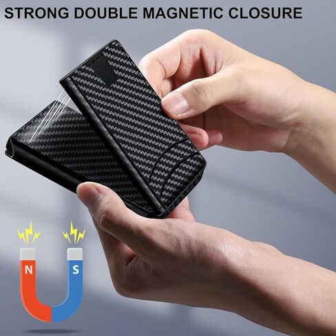 Minimalist Wallet for Men, 2 ID Windows Mens Trifold Wallet for RFID Blocking Leather Wallets 9-13 Cards, Magnetic Pop Up Credit Card Holder with Money Clip - Gifts for Dad Husband Boyfriend in Saudi Arabia