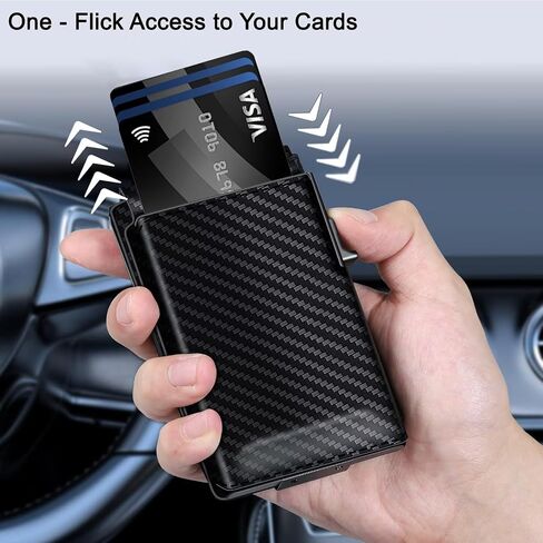 Minimalist Wallet for Men, 2 ID Windows Mens Trifold Wallet for RFID Blocking Leather Wallets 9-13 Cards, Magnetic Pop Up Credit Card Holder with Money Clip - Gifts for Dad Husband Boyfriend in Saudi Arabia