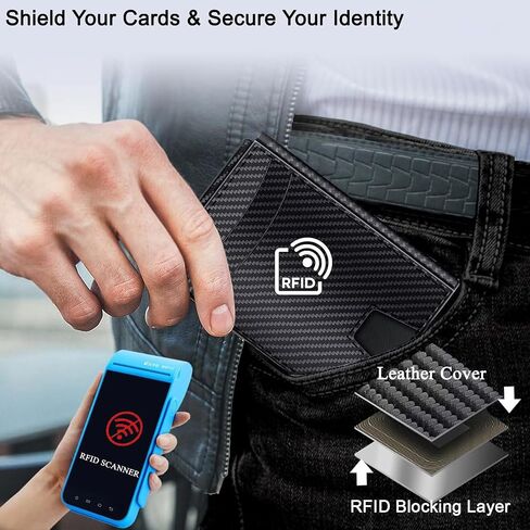 Minimalist Wallet for Men, 2 ID Windows Mens Trifold Wallet for RFID Blocking Leather Wallets 9-13 Cards, Magnetic Pop Up Credit Card Holder with Money Clip - Gifts for Dad Husband Boyfriend in Saudi Arabia