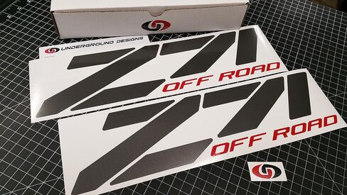 Z71 Off Road Chevy Fender Secal Tailgate Sticker 15 "(Metallic Silver & Red) in Saudi Arabia
