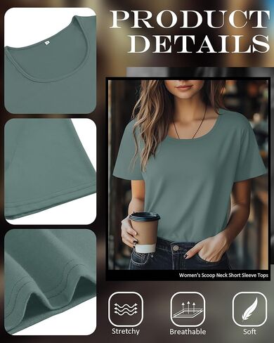 Neer 3 Pack Women's Scoop Neck Sleeve Tops Lourd Lourd Fit Basic Thrats Tirts Lounge Lounge Tees Summer in Saudi Arabia