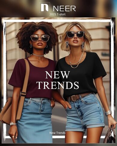 Neer 3 Pack Women's Scoop Neck Sleeve Tops Lourd Lourd Fit Basic Thrats Tirts Lounge Lounge Tees Summer in Saudi Arabia