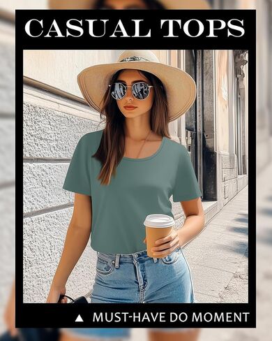 Neer 3 Pack Women's Scoop Neck Sleeve Tops Lourd Lourd Fit Basic Thrats Tirts Lounge Lounge Tees Summer in Saudi Arabia