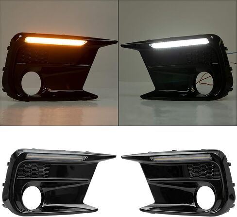 HECASA Fog Light Bezel w/Sequential LED Compatible with 2018-2020 Subaru WRX STI Replacement for 57731VA380 57731VA390 Fog Lamp Trim Cover W/White LED DRL Amber Turn Signal in Saudi Arabia