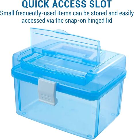 MyGift 10 Inch First Aid Clear & Pink Bin with Removable Tray, Quick Access Lid Flap and Top Carrying Handle, Portable Emergency Kit, Medical Supply Travel Tote, Medicine Storage Box Container in Saudi Arabia