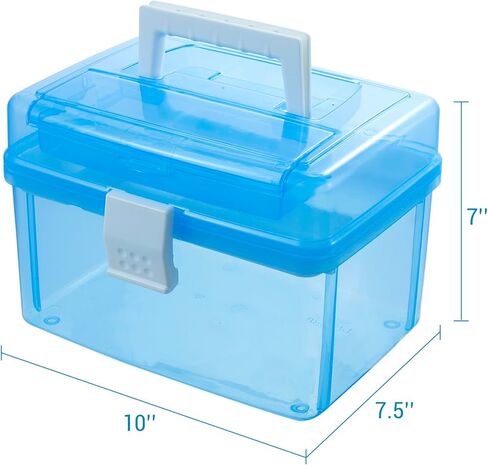 MyGift 10 Inch First Aid Clear & Pink Bin with Removable Tray, Quick Access Lid Flap and Top Carrying Handle, Portable Emergency Kit, Medical Supply Travel Tote, Medicine Storage Box Container in Saudi Arabia