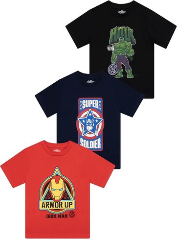 Marvel T-Shirt 3 Pack | Captain America, Hulk, Iron Man Avengers Shirt | Multipack Boys T Shirts for Summer in Saudi Arabia