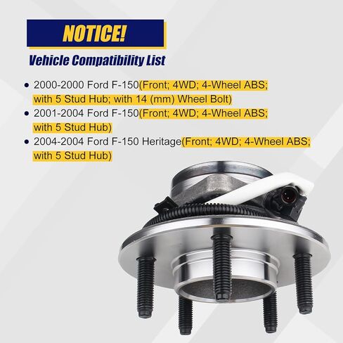 KUSATEC 515029 Front Wheel Bearing Hub Assembly 2-Pack for Ford F-150 2000 2001 2002 2003 2004/ Heritage 2004, 5 Lug Bolts w/ABS in Saudi Arabia