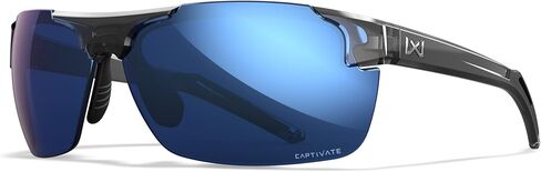 Wiley X WX Prime Sunglasses Safety Glasses for Men Shatterproof UV Eye Protection for Combat and Shooting Captivate Polarized Blue Mirror Lenses Gloss Crystal Grey Frames in Saudi Arabia