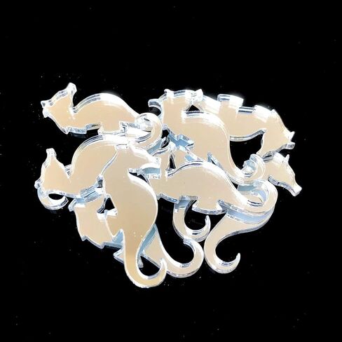 Super Cool Creations Seahorse Shaped Crafting Mirrors, Set of 10, Many Colours, Shatterproof Acrylic, Silver Mirror, Pack of 10 x 3cm in Saudi Arabia