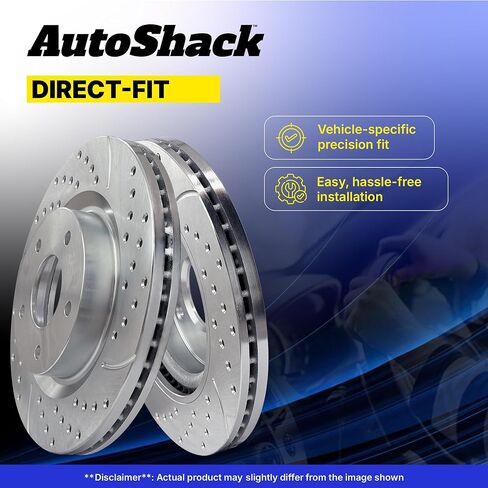 AutoShack Front Drilled Slotted Brake Rotors Silver Pair of 2 Driver and Passenger Side Replacement for Toyota Celica 2003-2008 Corolla Matrix 2005-2010 Scion tC 2003-2008 Pontiac Vibe PR41272DSZPR in Saudi Arabia