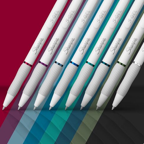 أقلام Sharpie S-Gel ، أقلام هلام برميل ، جسم بيرل أبيض ، نقطة متوسطة (0.7 مم) ، ألوان حبر جريئة ، 12 عددًا in Kuwait