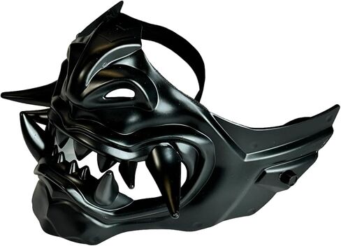 Monster Monster Hannya Mask Mask Demon Oni Samurai Half Face Shield (Black) ، حجم واحد يناسب أكثر ... in Kuwait