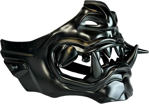 Monster Monster Hannya Mask Mask Demon Oni Samurai Half Face Shield (Black) ، حجم واحد يناسب أكثر ... in Kuwait