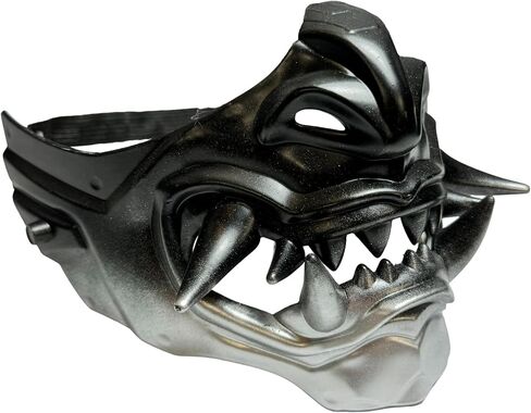Monster Monster Hannya Mask Mask Demon Oni Samurai Half Face Shield (Black) ، حجم واحد يناسب أكثر ... in Kuwait