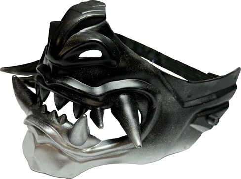 Monster Monster Hannya Mask Mask Demon Oni Samurai Half Face Shield (Black) ، حجم واحد يناسب أكثر ... in Kuwait
