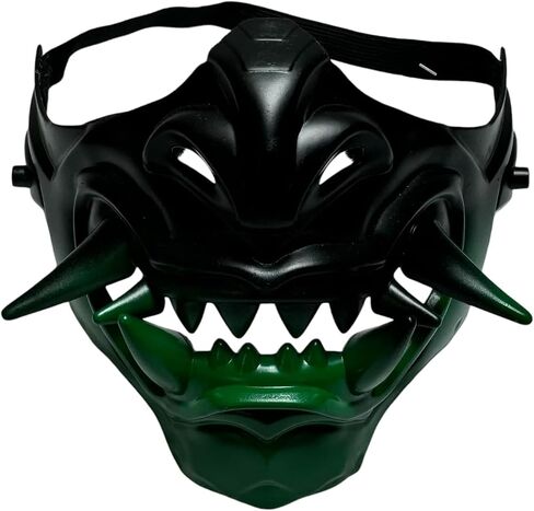 Monster Monster Hannya Mask Mask Demon Oni Samurai Half Face Shield (Black) ، حجم واحد يناسب أكثر ... in Kuwait