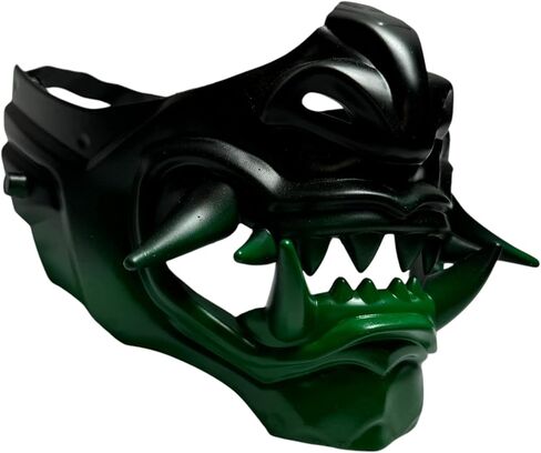 Monster Monster Hannya Mask Mask Demon Oni Samurai Half Face Shield (Black) ، حجم واحد يناسب أكثر ... in Kuwait