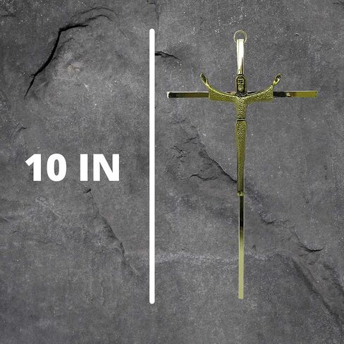 Needzo Catholic Home Decor, Gold Tone Risen Christ Crucifix Wall Hanging Decoration, House Warming Gift, 10 Inches in Saudi Arabia