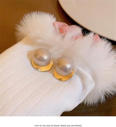 Pearl Stud Earrings for Women,Formal Gold Plated Brass Statement Simulated Large Big Round Pearl Earrings For Gift Party Prom Wedding in Saudi Arabia