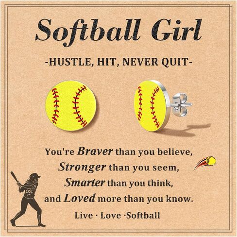 Jeka Softball Stud Earrings for Teen - Softball Accessories Birthday Christmas Gifts for for Her in Saudi Arabia