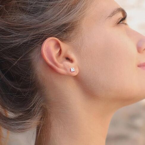 14K Gold LAB نمت معتمدة Asscher Asscher Stud أقراط .33-2.0 CTTW (F-G Color ، VS1-VS2 Clarity) in Kuwait