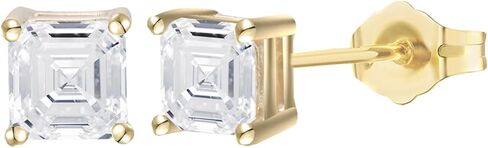 14K Gold LAB نمت معتمدة Asscher Asscher Stud أقراط .33-2.0 CTTW (F-G Color ، VS1-VS2 Clarity) in Kuwait