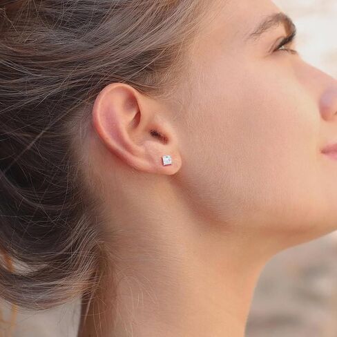 14K Gold LAB نمت معتمدة Asscher Asscher Stud أقراط .33-2.0 CTTW (F-G Color ، VS1-VS2 Clarity) in Kuwait