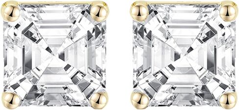 14K Gold LAB نمت معتمدة Asscher Asscher Stud أقراط .33-2.0 CTTW (F-G Color ، VS1-VS2 Clarity) in Kuwait