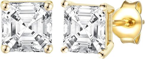 14K Gold LAB نمت معتمدة Asscher Asscher Stud أقراط .33-2.0 CTTW (F-G Color ، VS1-VS2 Clarity) in Kuwait