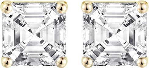14K Gold LAB نمت معتمدة Asscher Asscher Stud أقراط .33-2.0 CTTW (F-G Color ، VS1-VS2 Clarity) in Kuwait