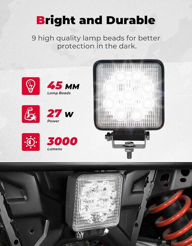مصباح احتياطي KEMIMOTO متوافق مع Ranger XP 1000، مجموعة إضاءة LED خلفية عكسية 27 وات سهلة التركيب متوافقة مع 2018-2024 Polaris Ranger 1000 XP/Ranger 1000 XP Crew، 4.2 × 4.2 بوصة in Saudi Arabia