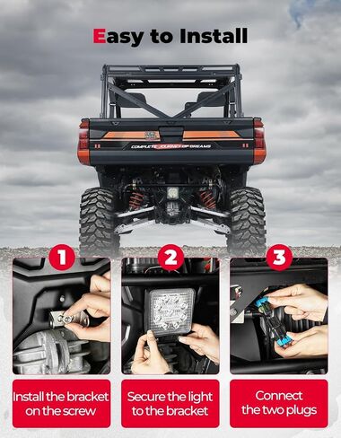 مصباح احتياطي KEMIMOTO متوافق مع Ranger XP 1000، مجموعة إضاءة LED خلفية عكسية 27 وات سهلة التركيب متوافقة مع 2018-2024 Polaris Ranger 1000 XP/Ranger 1000 XP Crew، 4.2 × 4.2 بوصة in Saudi Arabia