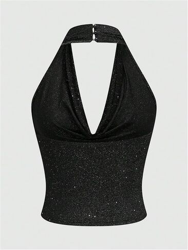 Soly Hux Women's Plus Size Size Halter Top Sparkly Sexy Party Crop Tank Tops Clubwear Rave Festival in Saudi Arabia